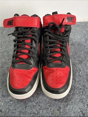 Nike Black and Red High-Top Sneakers with Strap